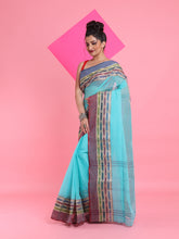 Load image into Gallery viewer, Sea Green Pure Cotton Tant Saree With Woven Designs