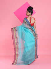 Load image into Gallery viewer, Sea Green Pure Cotton Tant Saree With Woven Designs