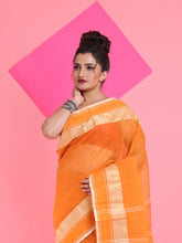 Load image into Gallery viewer, Orange Pure Cotton Tant Saree With Woven Designs