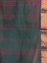 Load image into Gallery viewer, Bottle Green Pure Cotton Tant Saree With Woven Designs