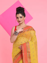 Load image into Gallery viewer, Mustard Pure Cotton Tant Saree With Woven Designs