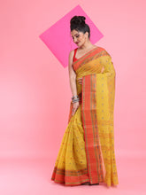 Load image into Gallery viewer, Mustard Pure Cotton Tant Saree With Woven Designs