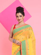 Load image into Gallery viewer, Yellow Pure Cotton Tant Saree With Woven Designs