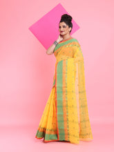 Load image into Gallery viewer, Yellow Pure Cotton Tant Saree With Woven Designs