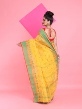 Load image into Gallery viewer, Yellow Pure Cotton Tant Saree With Woven Designs