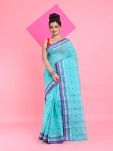 Load image into Gallery viewer, Sea Green Pure Cotton Tant Saree With Woven Designs