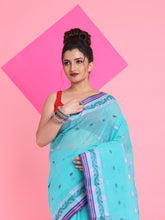 Load image into Gallery viewer, Sea Green Pure Cotton Tant Saree With Woven Designs