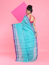 Load image into Gallery viewer, Sea Green Pure Cotton Tant Saree With Woven Designs
