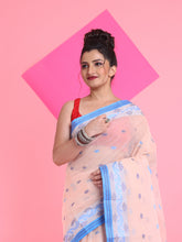 Load image into Gallery viewer, Off White Pure Cotton Tant Saree With Woven Designs