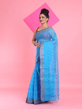 Load image into Gallery viewer, Sky Blue Pure Cotton Tant Saree With Woven Designs