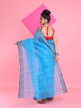 Load image into Gallery viewer, Sky Blue Pure Cotton Tant Saree With Woven Designs