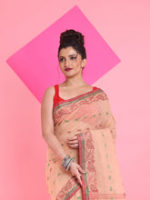 Load image into Gallery viewer, Beige Pure Cotton Tant Saree With Woven Designs