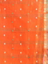 Load image into Gallery viewer, Orange Pure Cotton Tant Saree With Woven Designs
