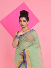 Load image into Gallery viewer, Pistachio Green Pure Cotton Tant Saree With Woven Designs