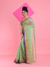 Load image into Gallery viewer, Pistachio Green Pure Cotton Tant Saree With Woven Designs