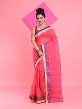 Load image into Gallery viewer, Fuchsia Pure Cotton Tant Saree With Woven Designs