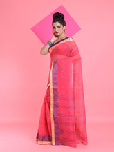 Load image into Gallery viewer, Fuchsia Pure Cotton Tant Saree With Woven Designs