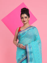 Load image into Gallery viewer, Sea Green Pure Cotton Tant Saree With Woven Designs