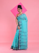 Load image into Gallery viewer, Sea Green Pure Cotton Tant Saree With Woven Designs