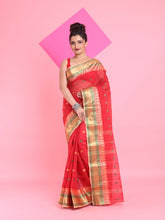 Load image into Gallery viewer, Red Pure Cotton Tant Saree With Woven Designs