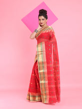 Load image into Gallery viewer, Red Pure Cotton Tant Saree With Woven Designs