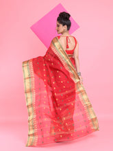 Load image into Gallery viewer, Red Pure Cotton Tant Saree With Woven Designs