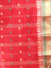 Load image into Gallery viewer, Red Pure Cotton Tant Saree With Woven Designs