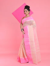 Load image into Gallery viewer, Beige Pure Cotton Tant Saree With Woven Designs