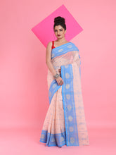 Load image into Gallery viewer, Cream Pure Cotton Tant Saree With Woven Designs