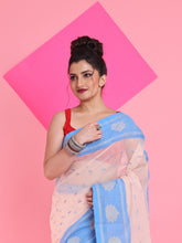 Load image into Gallery viewer, Cream Pure Cotton Tant Saree With Woven Designs