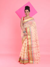 Load image into Gallery viewer, Cream Pure Cotton Tant Saree With Woven Designs
