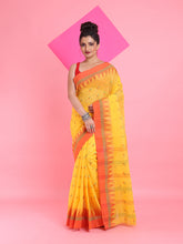 Load image into Gallery viewer, Yellow Pure Cotton Tant Saree With Woven Designs