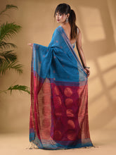 Load image into Gallery viewer, Sky Blue Cotton Blend Handwoven Saree With Woven Zari Border