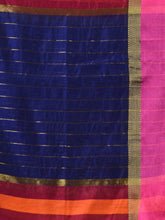 Load image into Gallery viewer, Blue Cotton Blend Handwoven Saree With Stripes Pallu