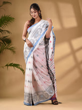 Load image into Gallery viewer, White Cotton Handwoven Saree With Paisley Border