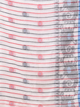 Load image into Gallery viewer, White Cotton Handwoven Saree With Paisley Border