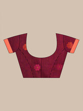Load image into Gallery viewer, Brown Cotton Handwoven Saree With Paisley Border