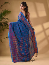 Load image into Gallery viewer, Sapphire Blue Cotton Handwoven Saree With Paisley Border