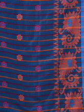 Load image into Gallery viewer, Sapphire Blue Cotton Handwoven Saree With Paisley Border