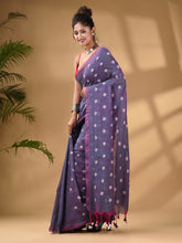 Load image into Gallery viewer, Lilac Cotton Handwoven Soft Saree With Floral Motifs