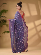 Load image into Gallery viewer, Lilac Cotton Handwoven Soft Saree With Floral Motifs
