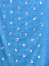 Load image into Gallery viewer, Sky Blue Cotton Handwoven Soft Saree With Floral Motifs