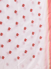 Load image into Gallery viewer, White Cotton Handwoven Soft Saree With Floral Motifs