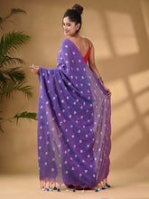 Load image into Gallery viewer, Lilac Cotton Handwoven Soft Saree With Floral Motifs