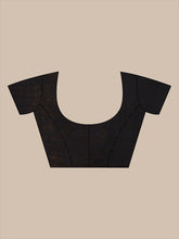Load image into Gallery viewer, Black Cotton Handwoven Soft Saree With Floral Motifs