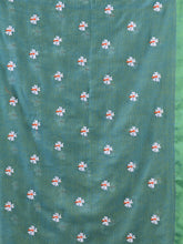 Load image into Gallery viewer, Sea Green Cotton Handwoven Soft Saree With Floral Motifs