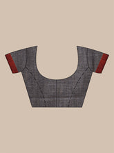 Load image into Gallery viewer, Grey Cotton Handwoven Saree With Texture Border
