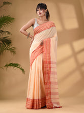 Load image into Gallery viewer, Cream Cotton Handwoven Saree With Texture Border