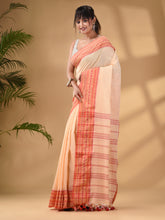 Load image into Gallery viewer, Cream Cotton Handwoven Saree With Texture Border