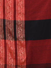 Load image into Gallery viewer, Black Cotton Handwoven Soft Saree With Paisley Border